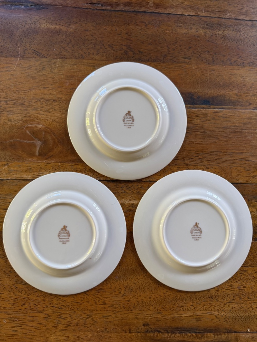 Pickard China gold-rimmed bread plates (Pattern: Elegance 1202) set/3-like new - Picture 3 of 4